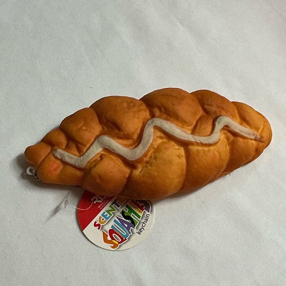 Pretend Bread Croissant Keychain with written Mayonnaise - Picture 2 of 14